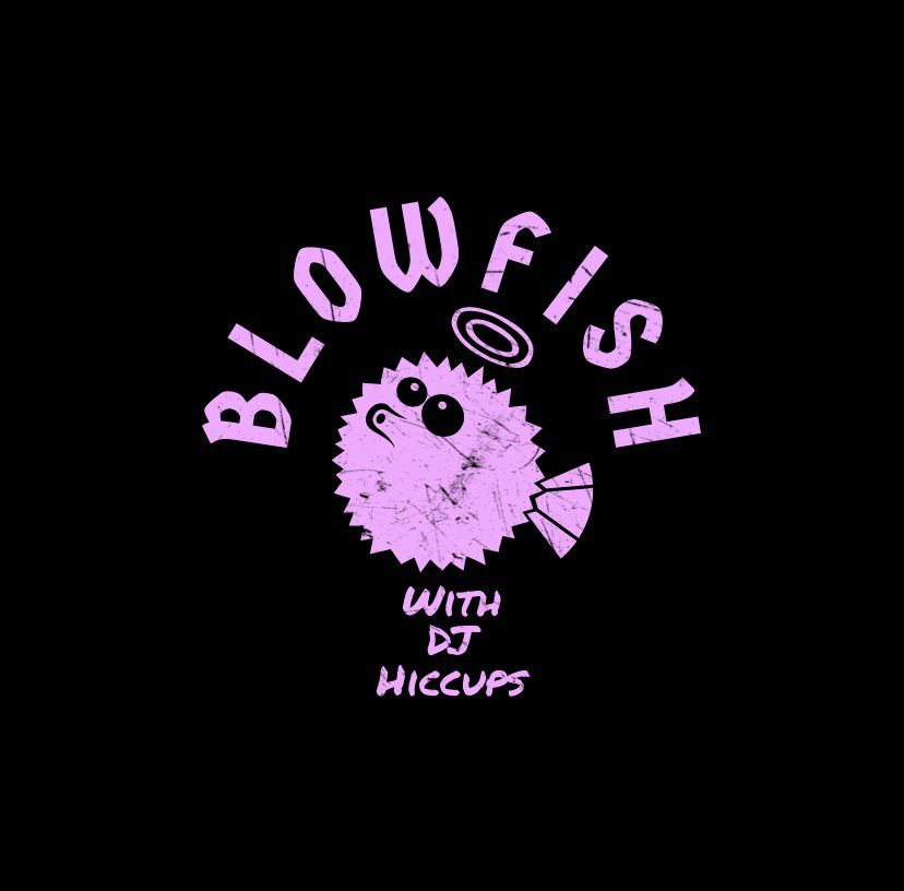 blowfish with DJ hiccups DJ show logo 2022